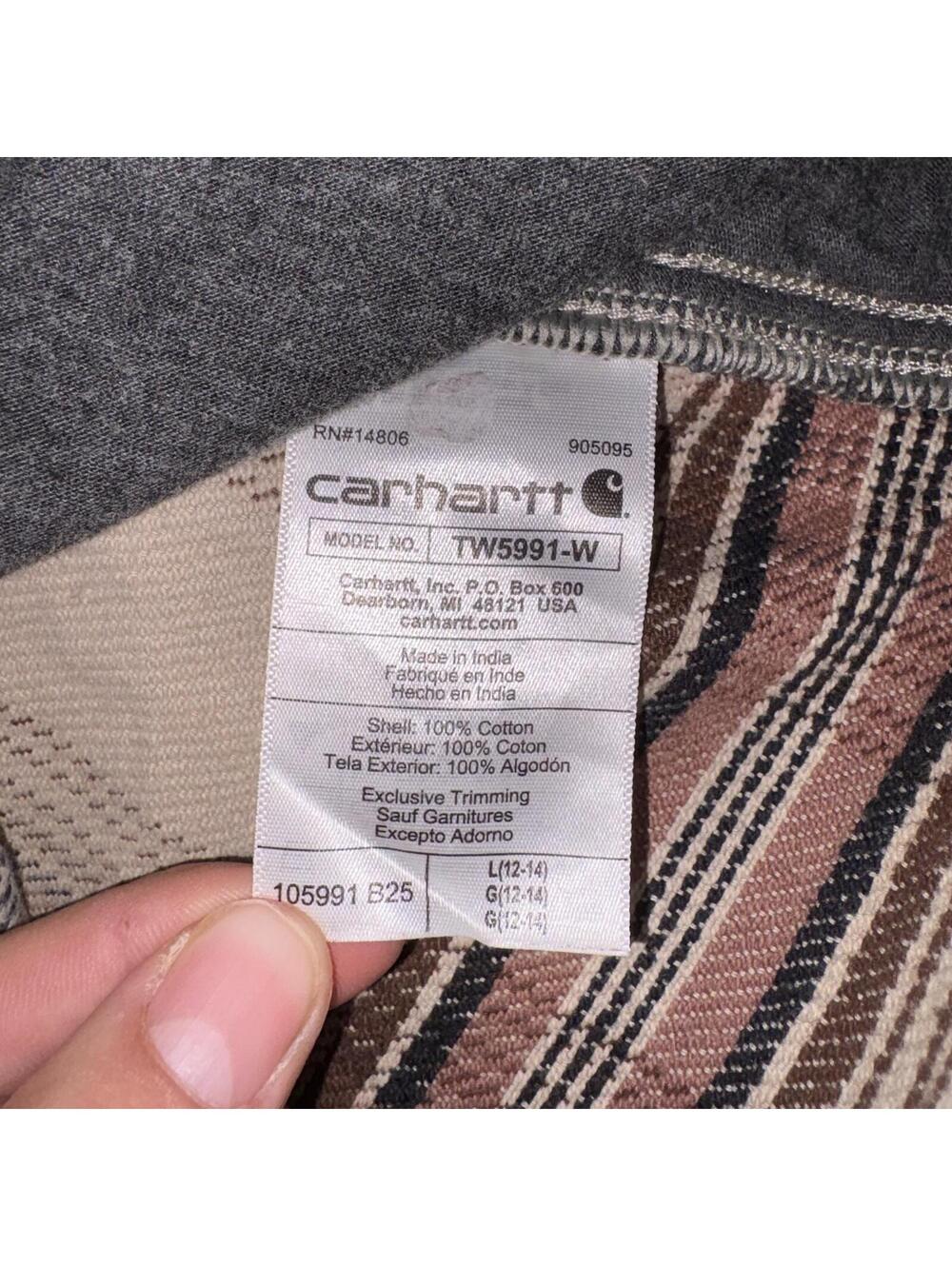 Carhartt Plaid Button-Up Work Shirt Youth Large Jacket Unisex Durable Womans - Picture 8 of 8